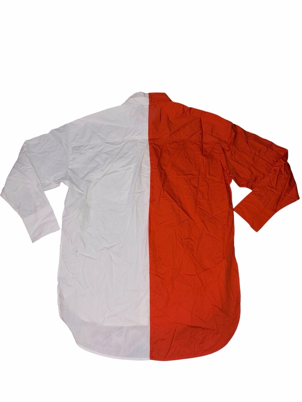 EUC Maeve by Anthropologie Oversized Colorblock Orange Button Down Shirt X-Small - Picture 4 of 8